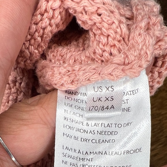 Free People Pink Villa Cable Sweater Size XS 3/4 sleeve - Picture 7 of 8